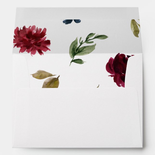 Burgundy & Navy, Blush Pink Floral 4 Envelope (Back (Bottom))