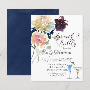 Burgundy Navy Blush Pink Peony Brunch & Bubbly Inv Invitation