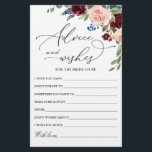 Burgundy Navy Eucalyptus Rose Wishes & Advice Card<br><div class="desc">Burgundy Navy Eucalyptus Rose Wishes & Advice Card.
Personalize with the bride to be's name and date of shower. 
For further customization,  please click the "customize further" link. If you need help,  contact me please.</div>