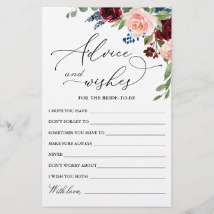 Burgundy Navy Eucalyptus Rose Wishes & Advice Card