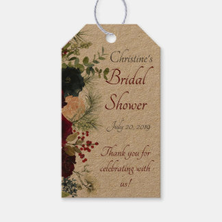 Burgundy, Navy Floral Kraft - Thank You Gift Tags