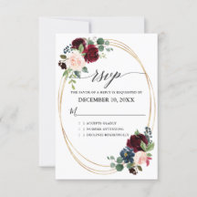 Burgundy Navy Floral Rustic Boho Country Wedding