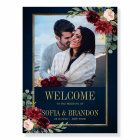 Burgundy Navy Floral Rustic Boho Mariage Bienvenue