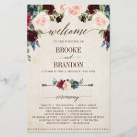 Burgundy Navy Floral Rustic Country Program