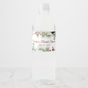 Burgundy, Navy Floral Water Bottle Labels