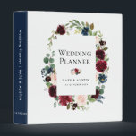 burgundy navy floral wedding planner binder<br><div class="desc">The design on this binder features elegant watercolor burgundy, navy blue & blush pink flowers. The colour and text can be personalized..</div>