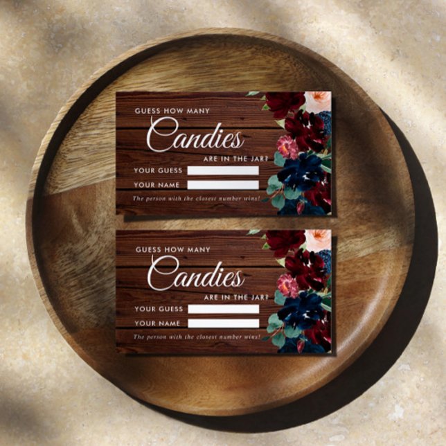 Burgundy & Navy How Many Candies Shower Game card (Creator Uploaded)