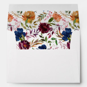 Burgundy & Navy Orange Fall Floral 2 Envelope