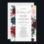 Burgundy & Navy Pink Blush Floral Wedding Program<br><div class="desc">Invite your guests into your wedding with your beautiful Wedding ceremony Burgundy & Navy Pink Blush Floral Wedding Ceremony Programs.</div>