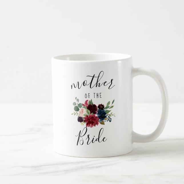 Burgundy Navy Pink Floral Mother of the Bride Gift Coffee Mug (Right)