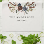 burgundy navy stag watercolor floral elegant bath  kitchen towel<br><div class="desc">Rustic foliage,  floral and stag antlers home personalise wedding gift towel set. With beautiful watercolor foliage,  white,  burgundy,  navy blue and pale pink florals,  stag antlers,  this modern rustic set will look classy in your home and great reminder of your special day.</div>