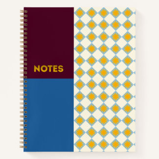 Burgundy Navy Sunburst Diamond Notebook - M