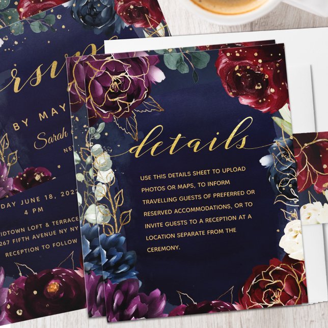 Burgundy Navy Wedding Details II Enclosure (Creator Uploaded)