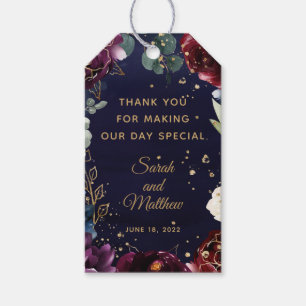 Burgundy Navy Wedding Favor Gift Tag