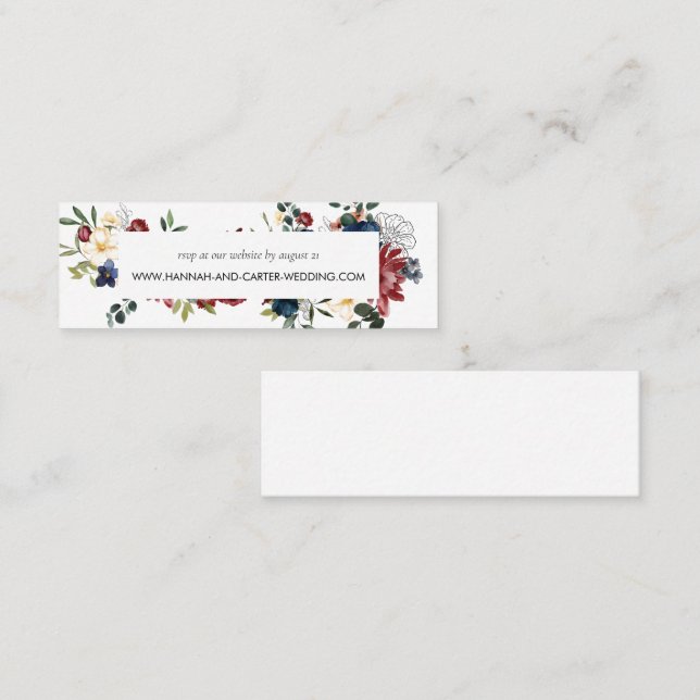 Burgundy Navy Wedding Website RSVP Cards (Front/Back)