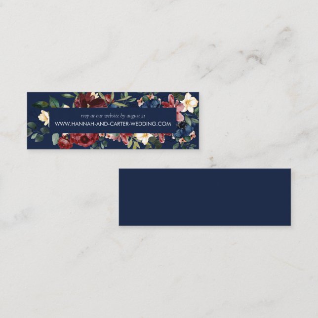Burgundy Navy Wedding Website RSVP Cards  (Front/Back)