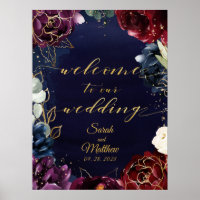 Burgundy Navy Welcome To Our Wedding II 18x24"