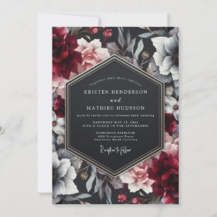 Burgundy Noir Floral Wedding Invitation