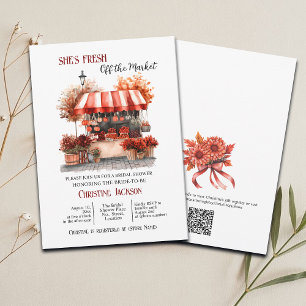 Burgundy 'Off the Market' QR Code Bridal Shower Invitation