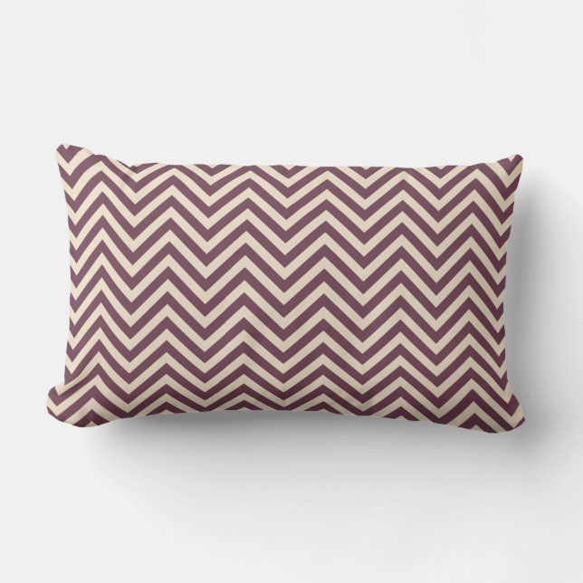 Burgundy Off-White Chevron Geometric Pattern Lumbar Pillow (Front)