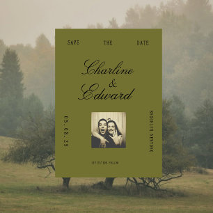 Burgundy & Olive Vintage Save the Date