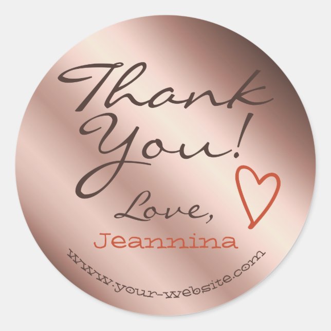 Burgundy Ombre Thank You Labels Heart Symbol Name (Front)