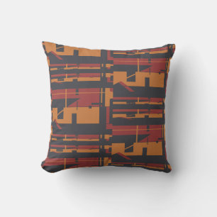 Burgundy Orange Black Uneven Southwest Art Look   Throw Pillow