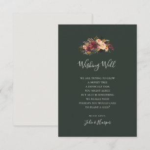 Burgundy Orange Floral Green Wedding Wishing Well Enclosure Card