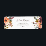 Burgundy Orange Floral Return Address Label<br><div class="desc">These burgundy orange floral return address labels are perfect for your rustic boho blush, dark green, and gold garden wedding. Design features a wreath or bouquet of minimalist watercolor peach, dusty rose, purple, and light pink florals along with copper, evergreen, yellow, and rust-coloured greenery. The flowers in this design are...</div>