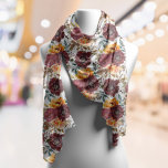 Burgundy Orange Rustic Autumn Watercolor Floral<br><div class="desc">Burgundy Orange Rustic Autumn Fall Watercolor Floral Wedding Acessories Scarves Wraps Shawl features a botanical watercolor floral pattern in burgundy and orange on a white background. Perfect for weddings,  bridesmaids,  birthday gift for Mom,  Grandmother,  friends and more. Designed by ©Evco Studio www.zazzle.com/store/evcostudio</div>