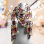 Burgundy Orange Rustic Autumn Watercolor Floral<br><div class="desc">Burgundy Orange Rustic Autumn Fall Watercolor Floral Wedding Acessories Scarves Wraps Shawl features a botanical watercolor floral pattern in burgundy and orange on a white background. Perfect for weddings,  bridesmaids,  birthday gift for Mom,  Grandmother,  friends and more. Designed by ©Evco Studio www.zazzle.com/store/evcostudio</div>
