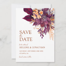 Burgundy Orange Terracotta Floral Elegant Wedding
