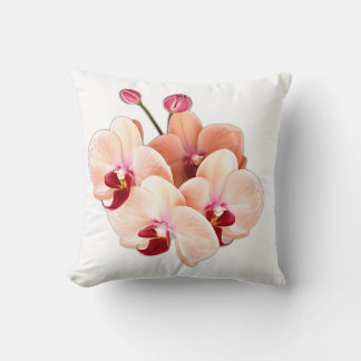 Burgundy Orchids in Watercolor Throw Pillow