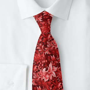 Burgundy Ornate Botanical Tie