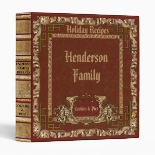 Burgundy Ornate Christmas Holiday Recipe Binder
