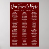 Burgundy Our Favourite People Wedding Seating Char
