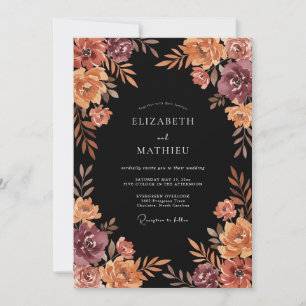Burgundy Painterly Swirl Wedding Invitation