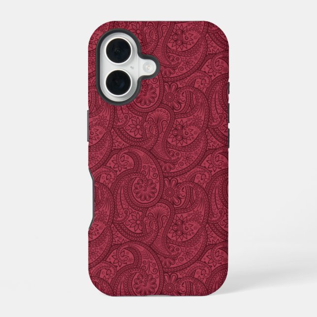 Burgundy Paisley iPhone 16 Case (Back)