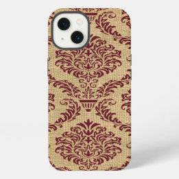 Burgundy Parisian Moods Damask iPhone 13 Case