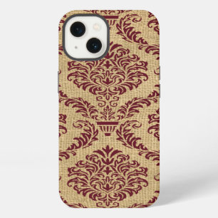 Burgundy Parisian Moods Damask iPhone 13 Case