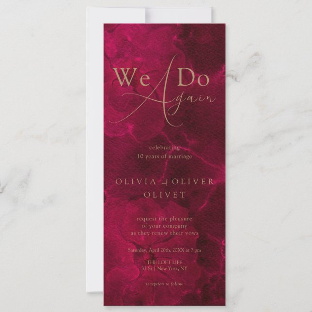 Burgundy Passion Vow Renewal Invitation (Front)