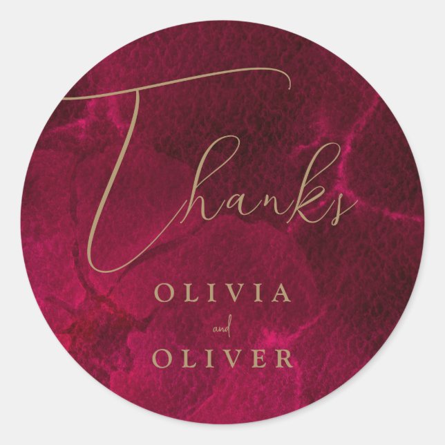 Burgundy Passion Wedding Classic Round Sticker (Front)