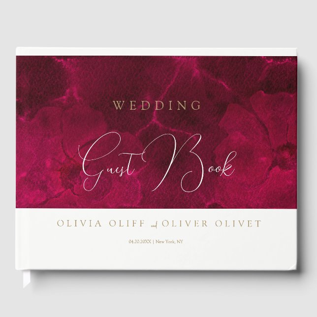 Burgundy Passion Wedding  Guest Book (Front)