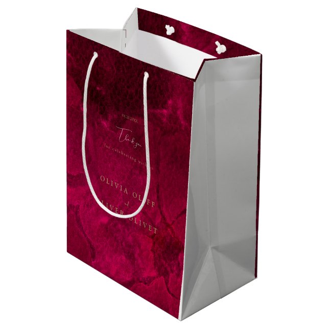 Burgundy Passion Wedding Medium Gift Bag (Back Angled)