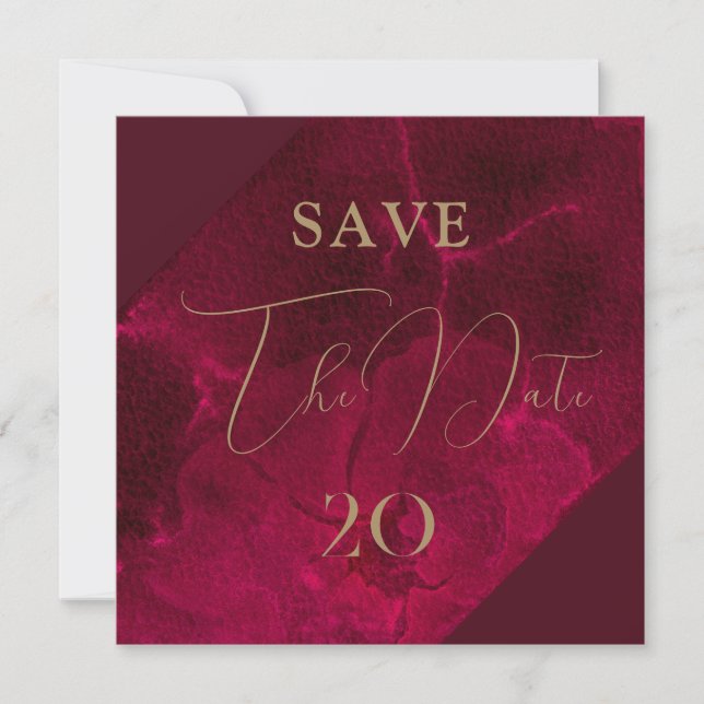 Burgundy Passion Wedding Save The Date Invitation (Front)