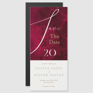 Burgundy Passion Wedding Save The Date Magnetic Invitation