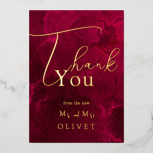Burgundy Passion Wedding Thank You Card