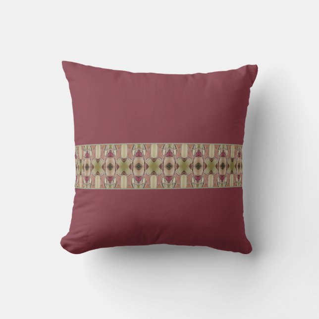 Burgundy Patterned Design Outdoor Pillow (Front)