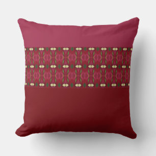 Burgundy Patterned Design Throw Pillow