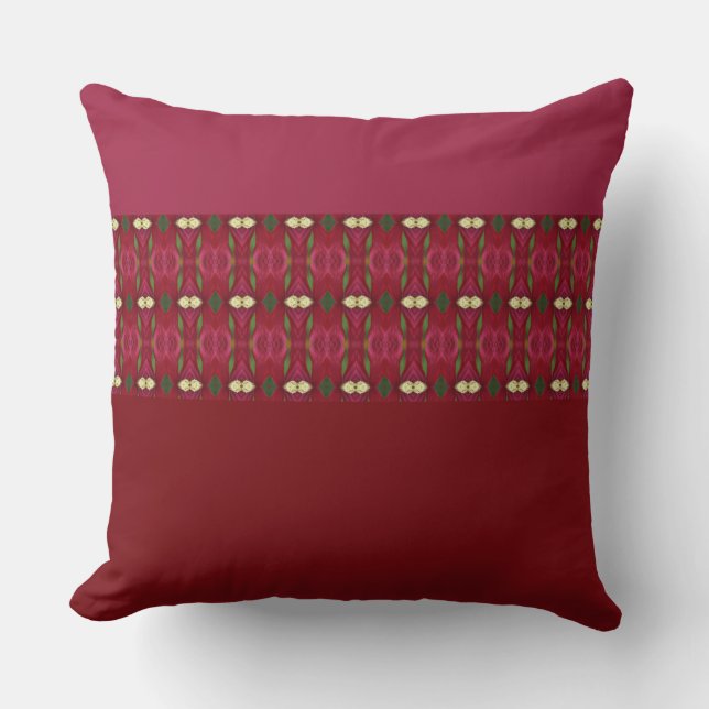 Burgundy Patterned Design Throw Pillow (Front)
